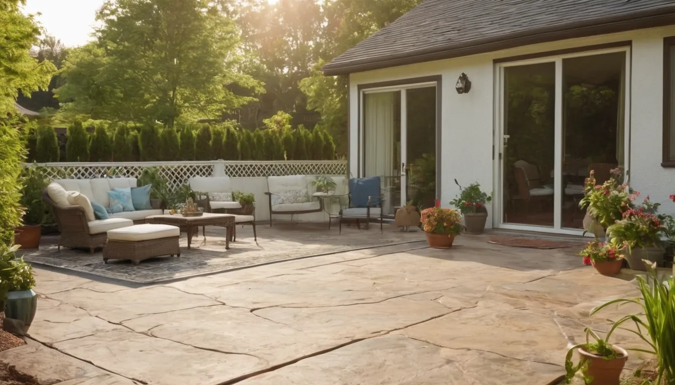 A finished concrete patio behind a home in the New Lenox area